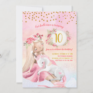 Geburtstagsparty von Girl and Baby Unicorn Einladung