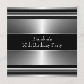 Geburtstagsparty von Mans Black und Silver Einladung