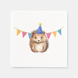 Geburtstagsparty von niedlichen Igeln Serviette
