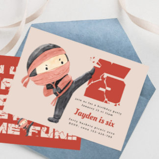 Geburtstagsparty von Ninja, Jungen, 6. Geburtstag Einladung