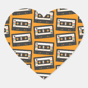 Geburtstagsparty von Retro 80's Cassette Tape Musi Herz-Aufkleber