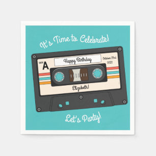 Geburtstagsparty von Retro 80's Cassette Tape Musi Serviette
