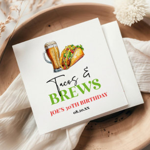 Geburtstagsparty von Tacos und Brauereiglas Serviette