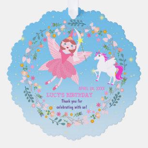 Geburtstagsparty von Unicorn und Fairy Magic Ornament Karte
