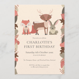 Geburtstagsparty von Waldtieren Einladung