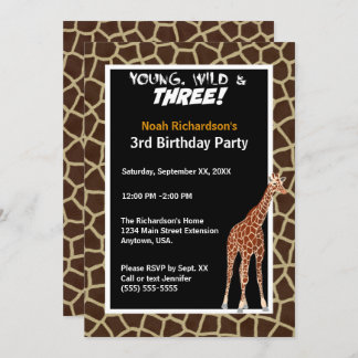 Geburtstagsparty von Young Wild and Three Giraffe  Einladung