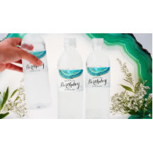 Geburtstagsparty Watercolor Aquamarin & Gold Agate