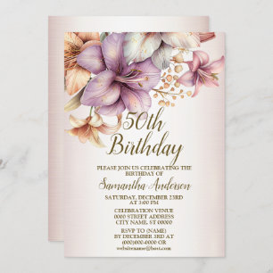 Geburtstagsparty Watercolor Boho Pink Blume Elegan Einladung