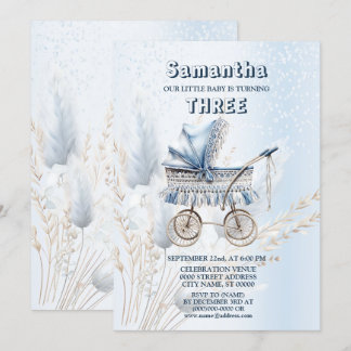Geburtstagsparty Watercolor Classic Baby Stroller Einladung