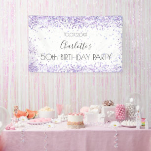 Geburtstagsparty, weißer violetter Lavendel Banner