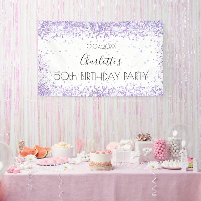 Geburtstagsparty, weißer violetter Lavendel Banner (Party)