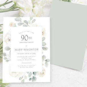 Geburtstagsparty White Rose Floral Einladung