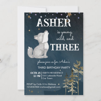 Geburtstagsparty zum Thema "Kleiner Wolf" Einladung