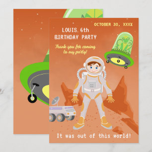 Geburtstagsparty zum Thema "Mars Astronautenjunge" Dankeskarte