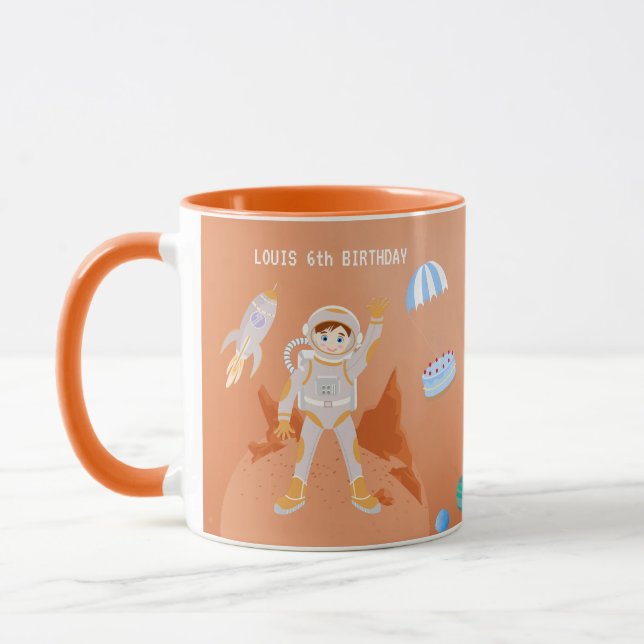 Geburtstagsparty zum Thema "Mars Astronautenjunge" Tasse (Links)