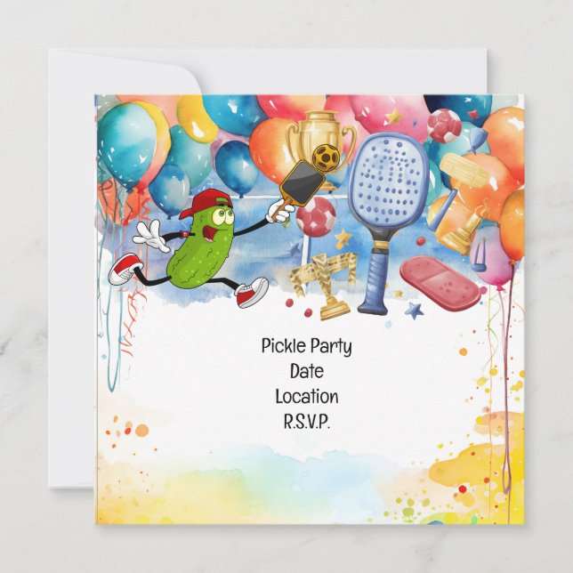 Geburtstagsparty zum Thema Pickleball Einladung (Vorderseite)