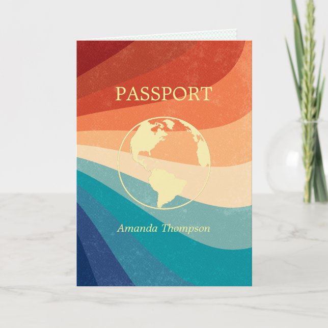 Geburtstagsparty zum Thema Retro Passport Einladung (Vorderseite)