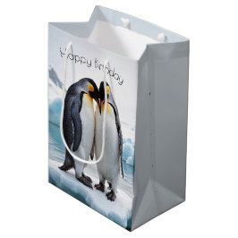 Geburtstagspinguine auf einem Gletscher Mittlere Geschenktüte
