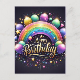 Geburtstagspostkarte - glänzender Regenbogen Postkarte