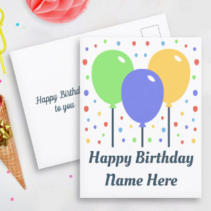 Geburtstagspostkarte mit farbigen Luftballons Postkarte