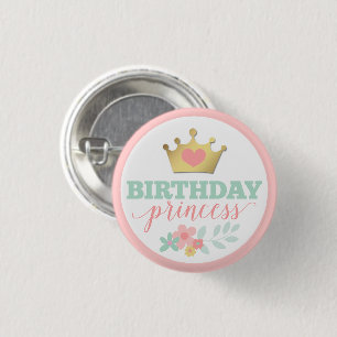 Geburtstagsprinzessin Goldkrone & verblasste rosa Button