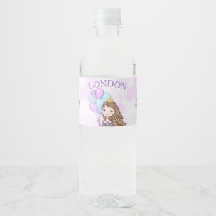 Geburtstagsprinzessin Lavendel Türkis Gold Wasserflaschenetikett