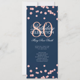 Geburtstagsprogramm Rose Gold Navy Glitzer Menu (8 Einladung