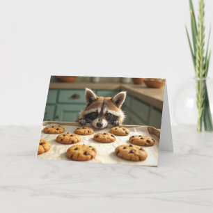 Geburtstagsracoon mit Schokolade Chip Cookies Karte