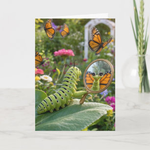 Geburtstagsraupe träumt davon, ein Schmetterling z Karte