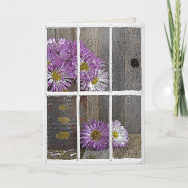 Geburtstagsregen im Fenster mit Mäuse Karte (Vorderseite)