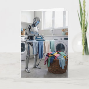 Geburtstagsroboter bügelt Kleidung Karte