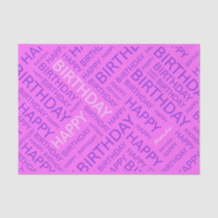 Geburtstagsrosa lila typografische personalisiert seidenpapier