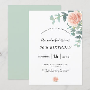 Geburtstagsrose Gold florale Deko weiß elegant Einladung