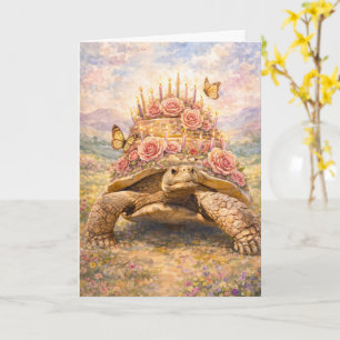 Geburtstagsrosen und Schmetterlinge Sulcata-Schild Karte