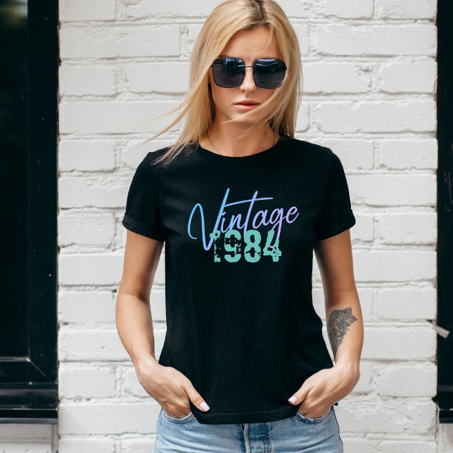 Geburtstagsrücklauf Vintag T-Shirt (Vintage Year of Birth Custom Women's T-Shirt - Add your Birth Year!)