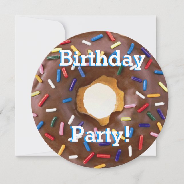 Geburtstagsschokolade mit Sprinklen Donut Einladung (Vorderseite)