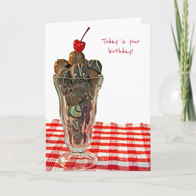 Geburtstagsschokoladentrüffeleiscremebecher Karte (Vorderseite)