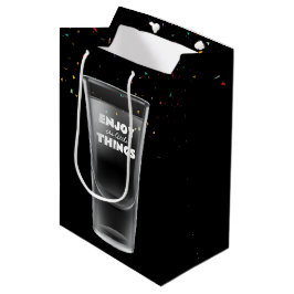 Geburtstagsschussglas mit Text und Confetti Mittlere Geschenktüte
