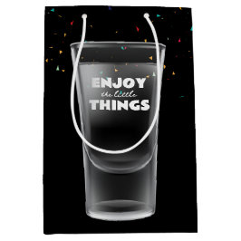 Geburtstagsschussglas mit Text und Confetti Mittlere Geschenktüte
