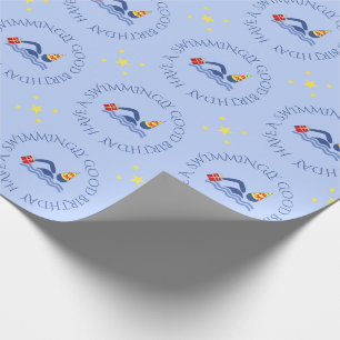 Geburtstagsschwimmer, benutzerdefinierter Text bla Geschenkpapier