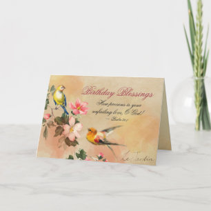 Geburtstagssegmente Psalm 36:7 Bibel Vintage Vögel Karte