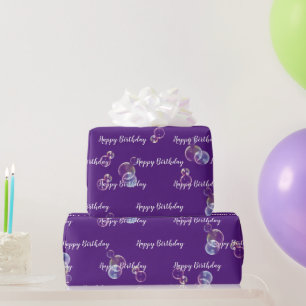 Geburtstagsseifenblasen auf Lila Geschenkpapier