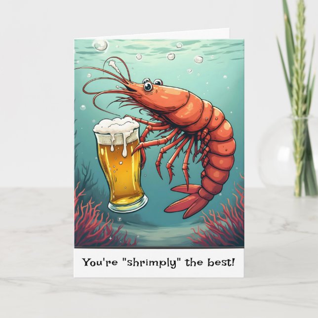 Geburtstagsshrimps mit einem Bierglas Karte (Vorderseite)