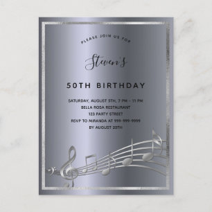 Geburtstagssilberne Metallmusik Einladungspostkarte