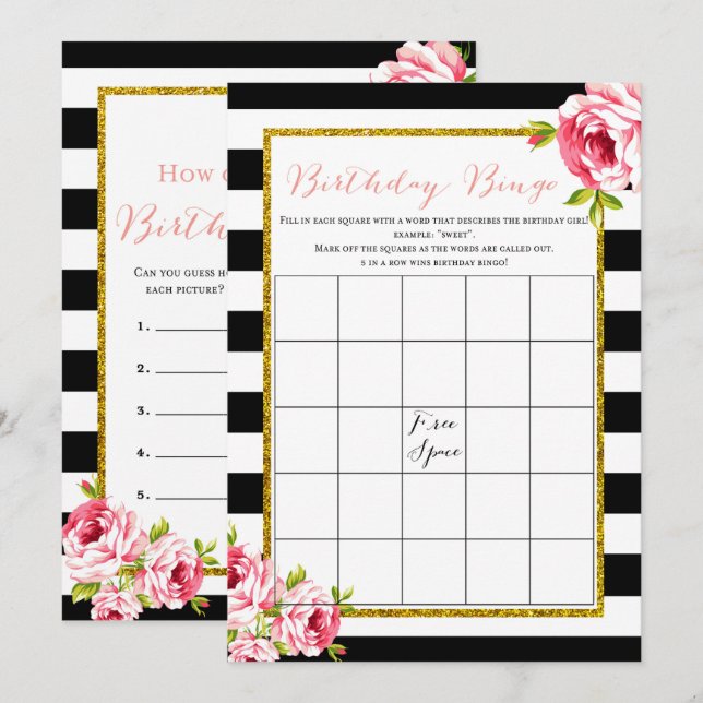 Geburtstagsspiele x2 - Wie alt | Bingospiel Einladung (Vorne/Hinten)