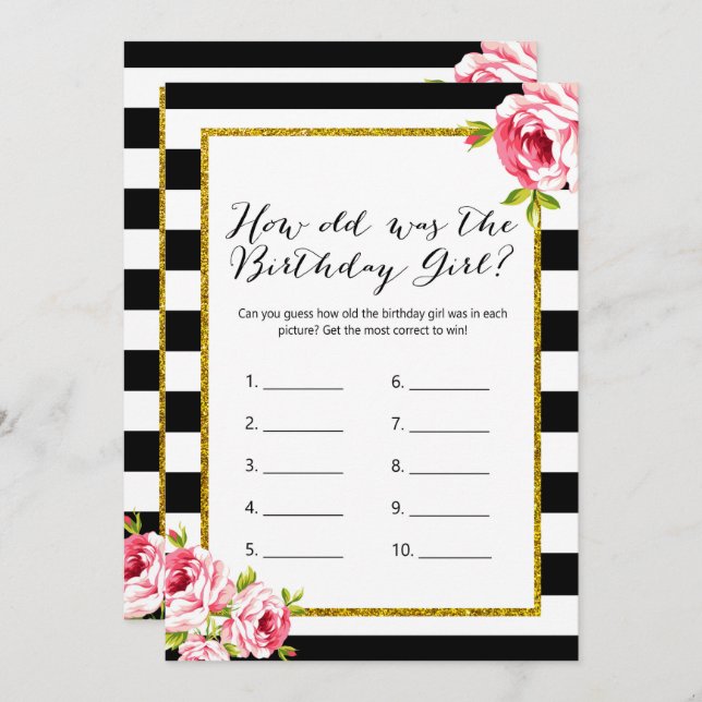 Geburtstagsspiele x2 - Wie alt | die Einladung (Vorne/Hinten)