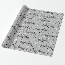 Geburtstagsstars auf grauem Umschlagpapier Geschenkpapier