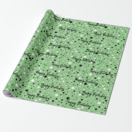 Geburtstagsstars auf Grün Geschenkpapier