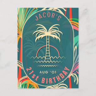 Geburtstagsstrand tropische Palme Baum Strand Sonn Postkarte