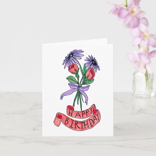 Geburtstagsstrauß  karte (Orchidee)